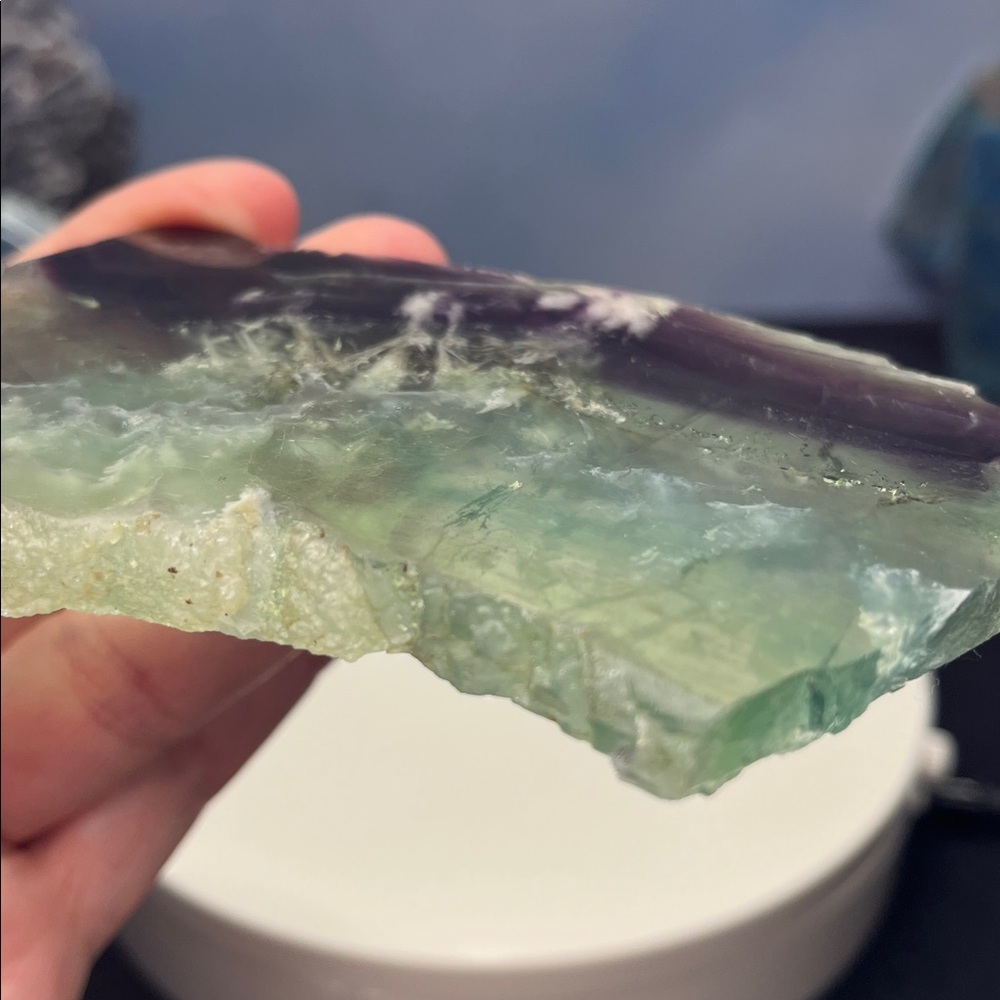 Feather Fluorite Slab 4 1/2 X 2 3/4 - Picture 4 of 7